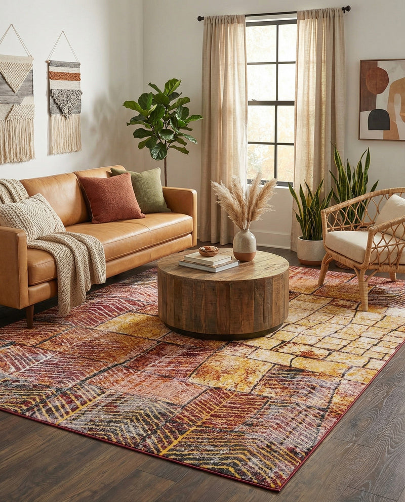 Seville Elegance Collection Area Rug - Cordoba Rectangle Rust Red  lifestyle 22