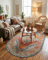 Savannah Soiree Collection Area Rug - Serengeti (Rust Red) Oval Rust Red  lifestyle 71