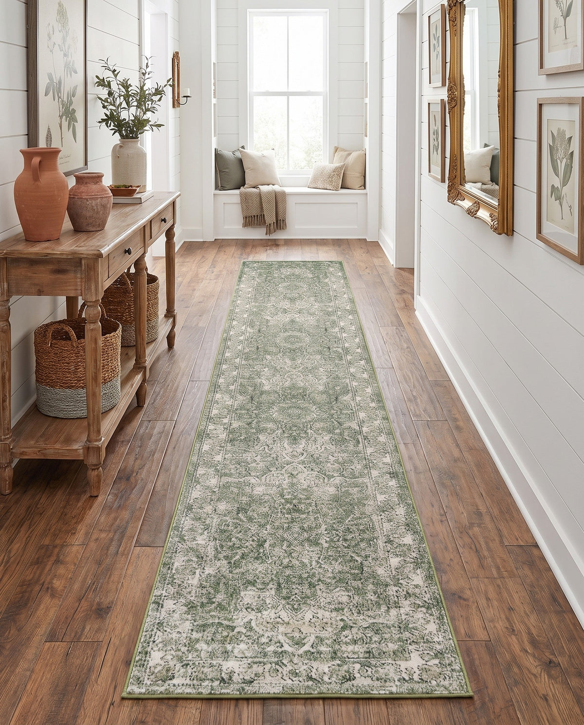 Savannah Soiree Collection Area Rug -  Everglade (Green) Runner Green  lifestyle 121