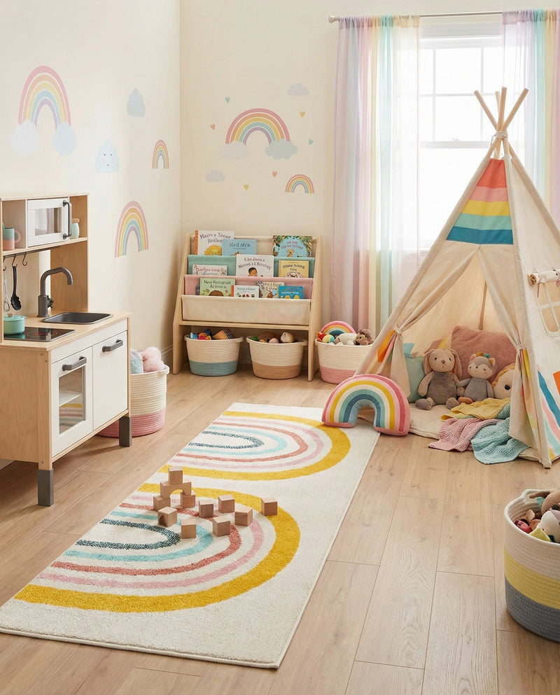 Wonder Tykes Collection Area Rug -  Illusion Runner Ivory  lifestyle 30