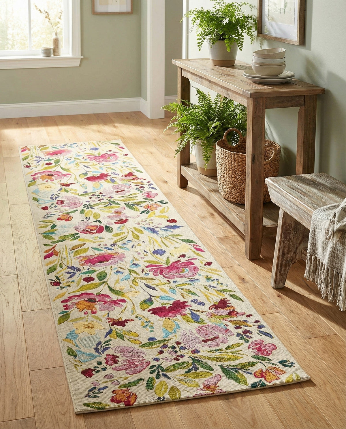 Seaside Blooms Collection Area Rug -  Meadow Runner Multi  lifestyle 118