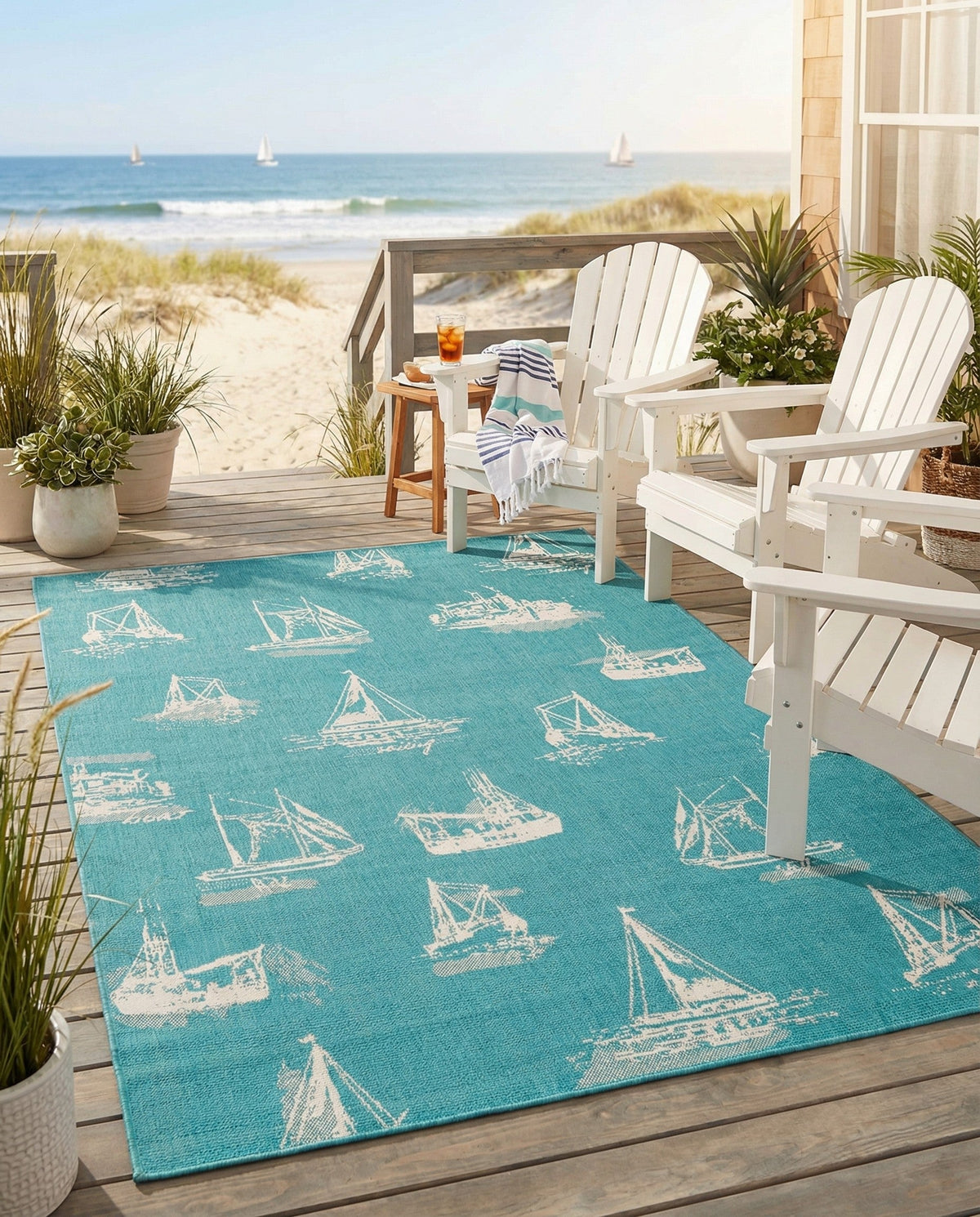 Seaside Haven Rugs Collection Area Rug -  Beachcomber Rectangle Teal  lifestyle 15