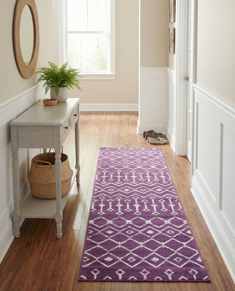 Marrakech Lattice Collection Area Rug - Medina (Violet) Runner Violet  lifestyle 36