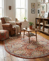 Seville Stripes Collection Area Rug -  Cordoba (Brick Red) Oval Brick Red  lifestyle 30