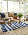 Sustainable Grid Indoor-Outdoor Oasis Collection Area Rug - Savannah Rectangle Navy Blue  lifestyle 40