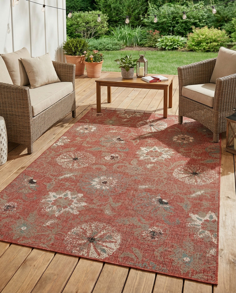Seaside Blooms Collection Area Rug - Seychelles Rectangle Terracotta  lifestyle 29
