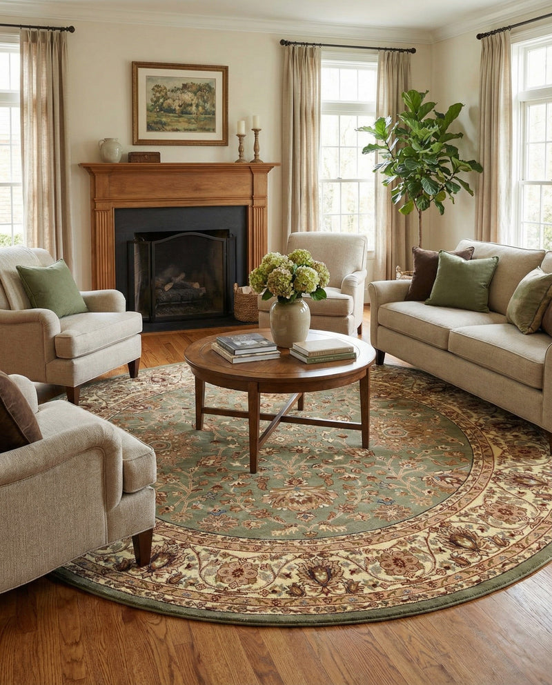 Jaipur Elegance Collection Area Rug -  City Round Light Green  lifestyle 59