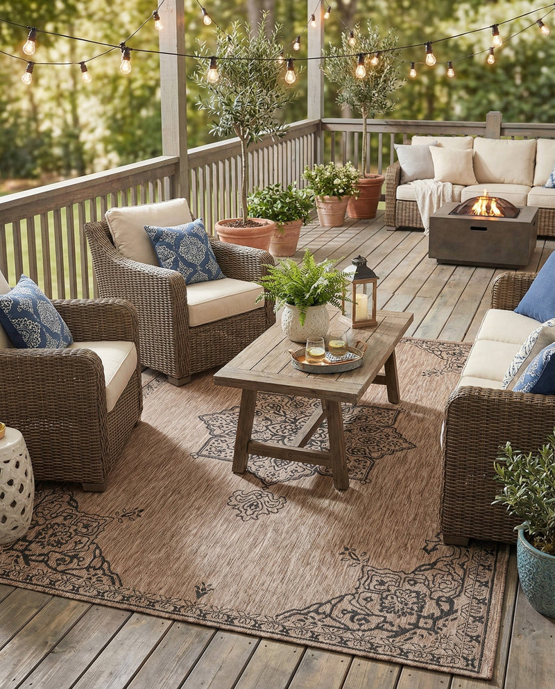 Patio Heritage Collection Area Rug -  Charleston (Beige) Rectangle Beige  lifestyle 10