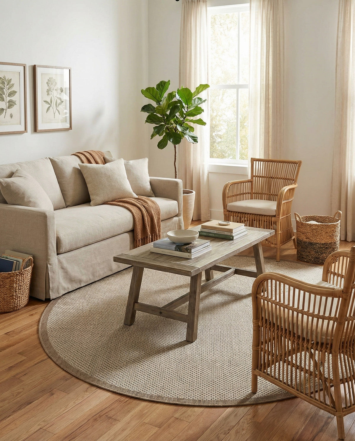 Terrace Fringe Collection Area Rug - Patio Round Beige  lifestyle 97