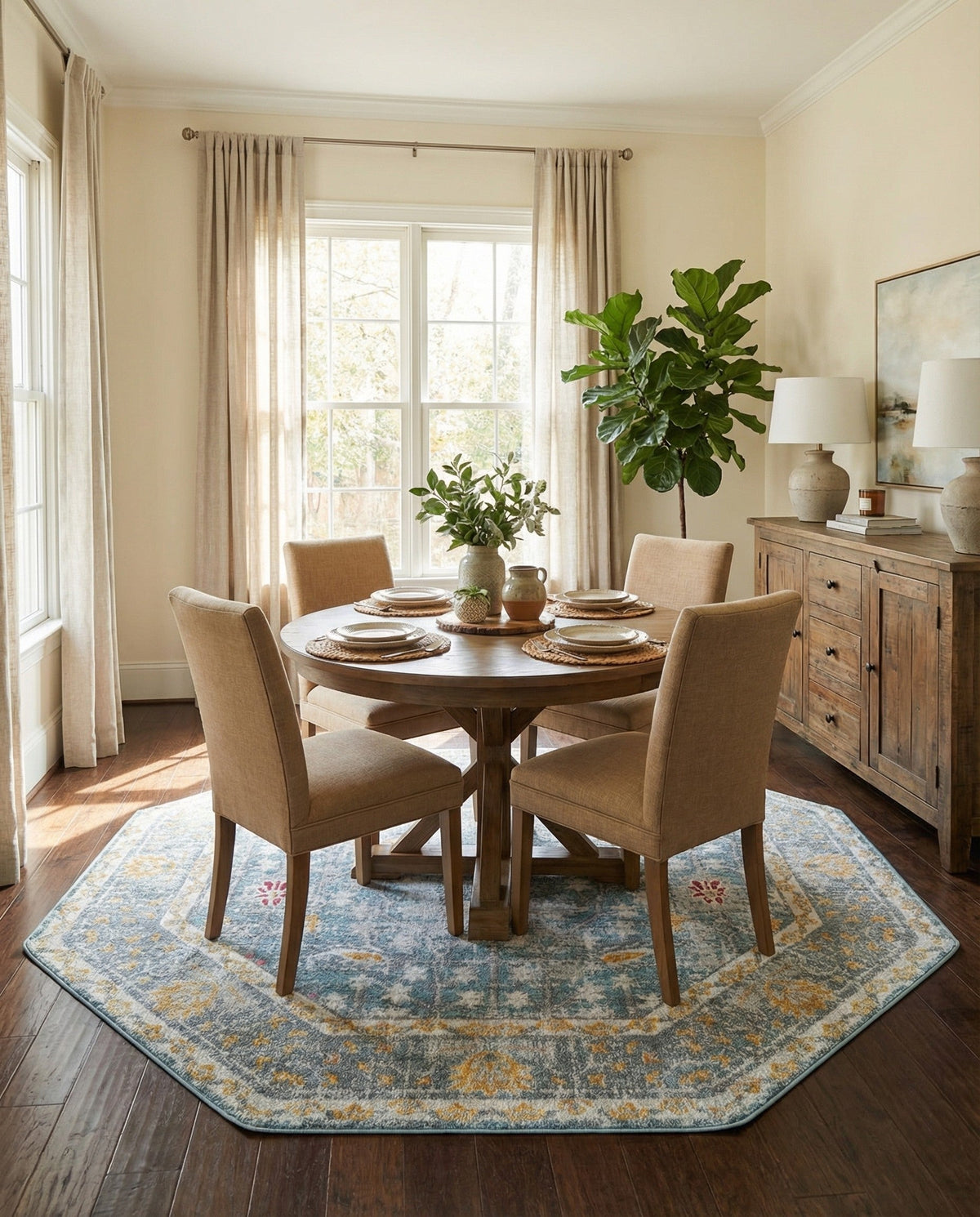 Arcadia Rugs Collection Area Rug -  Olympus Octagon Blue  lifestyle 70
