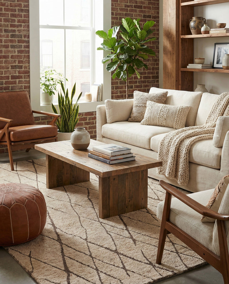 Sahara Berber Wool Collection Area Rug - Marrakesh Rectangle Camel Brown  lifestyle 26