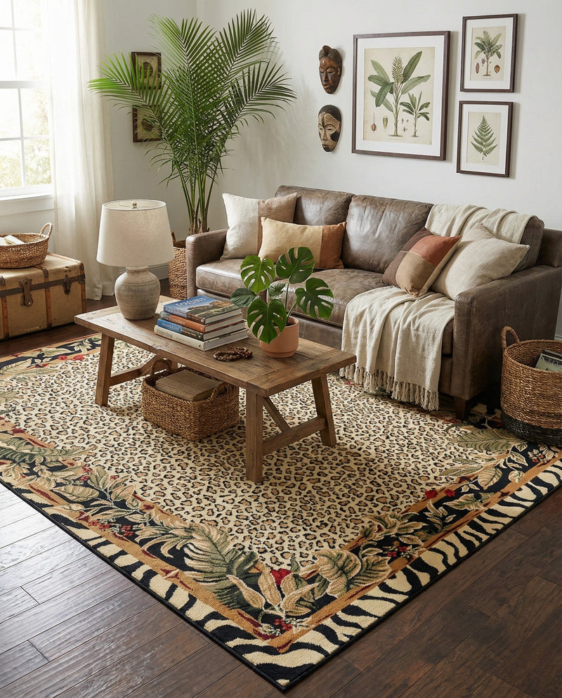 Savannah Sojourn Collection Area Rug -  Moremi Rectangle Cream  lifestyle 12
