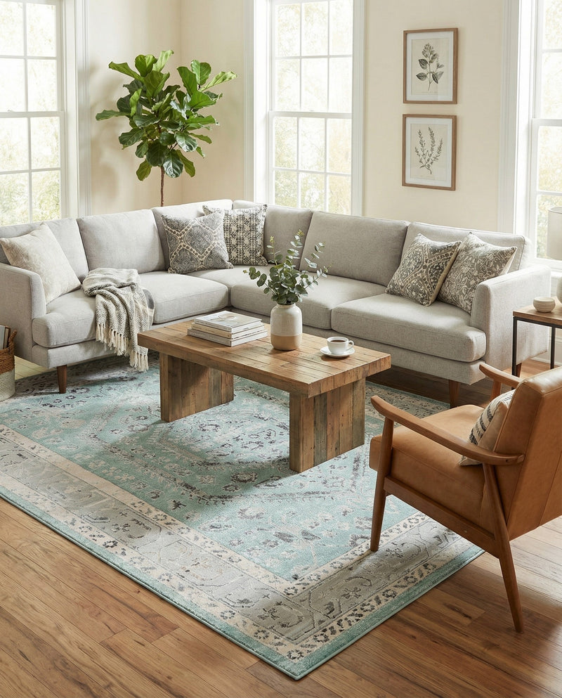 Adriana Terrace Collection Area Rug - Capri (Aqua) Rectangle Aqua  lifestyle 6