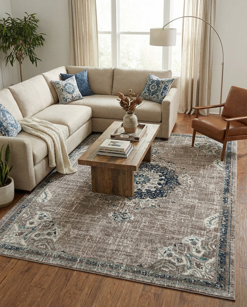 Brighton Terrace Collection Area Rug - Hove (Gray) Rectangle Gray  lifestyle 3