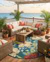 Seaside Haven Rugs Collection Area Rug -  Nautical Round Multi  lifestyle 90