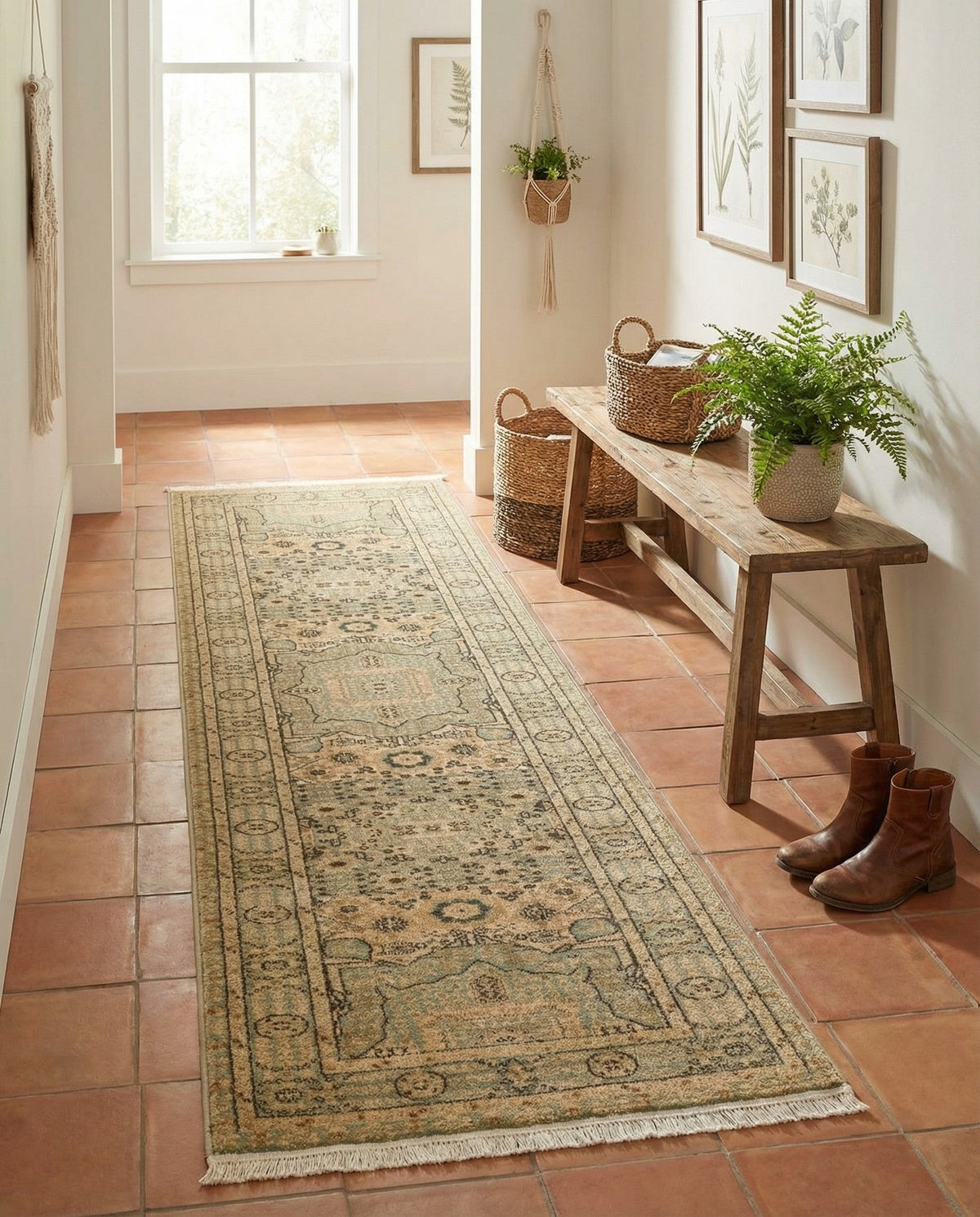 Ottoman Elegance Collection Area Rug - Sultan Runner Light Green  lifestyle 151