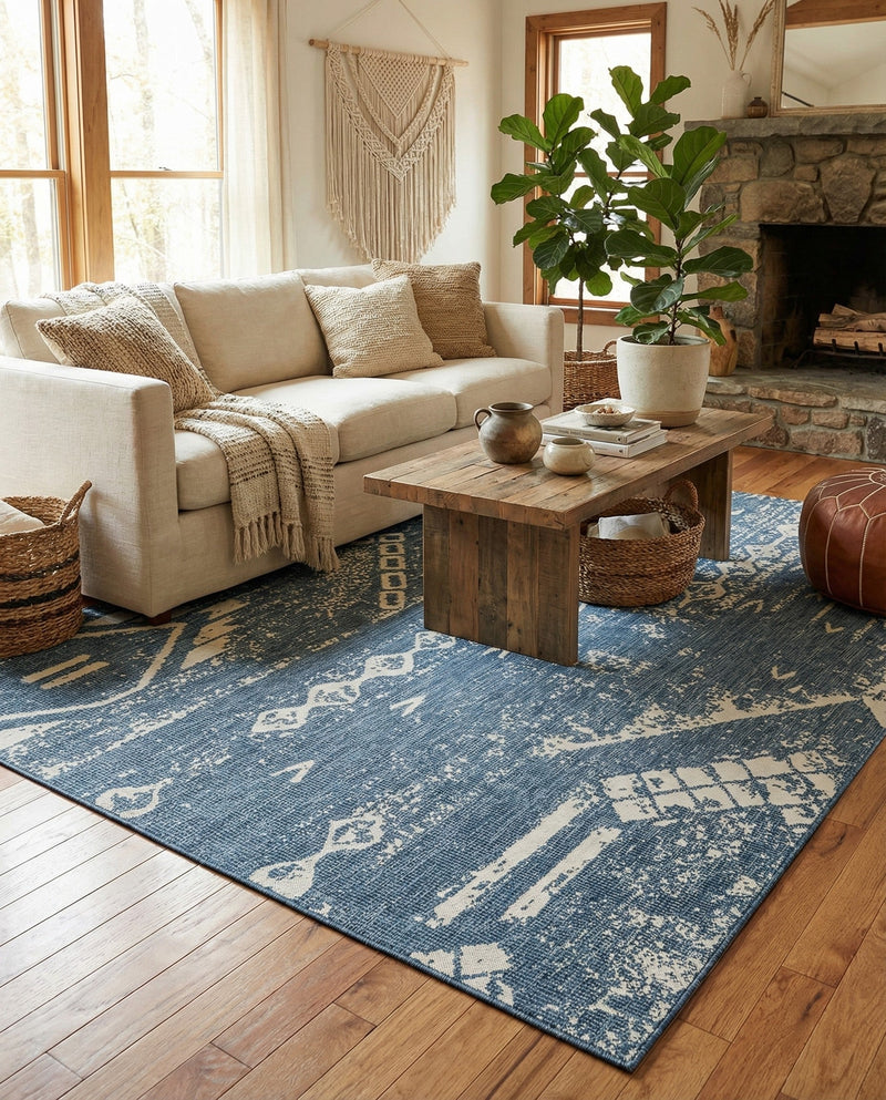 Desert Nomad Terrace Collection Area Rug - Sahara (Blue) Rectangle Blue  lifestyle 18