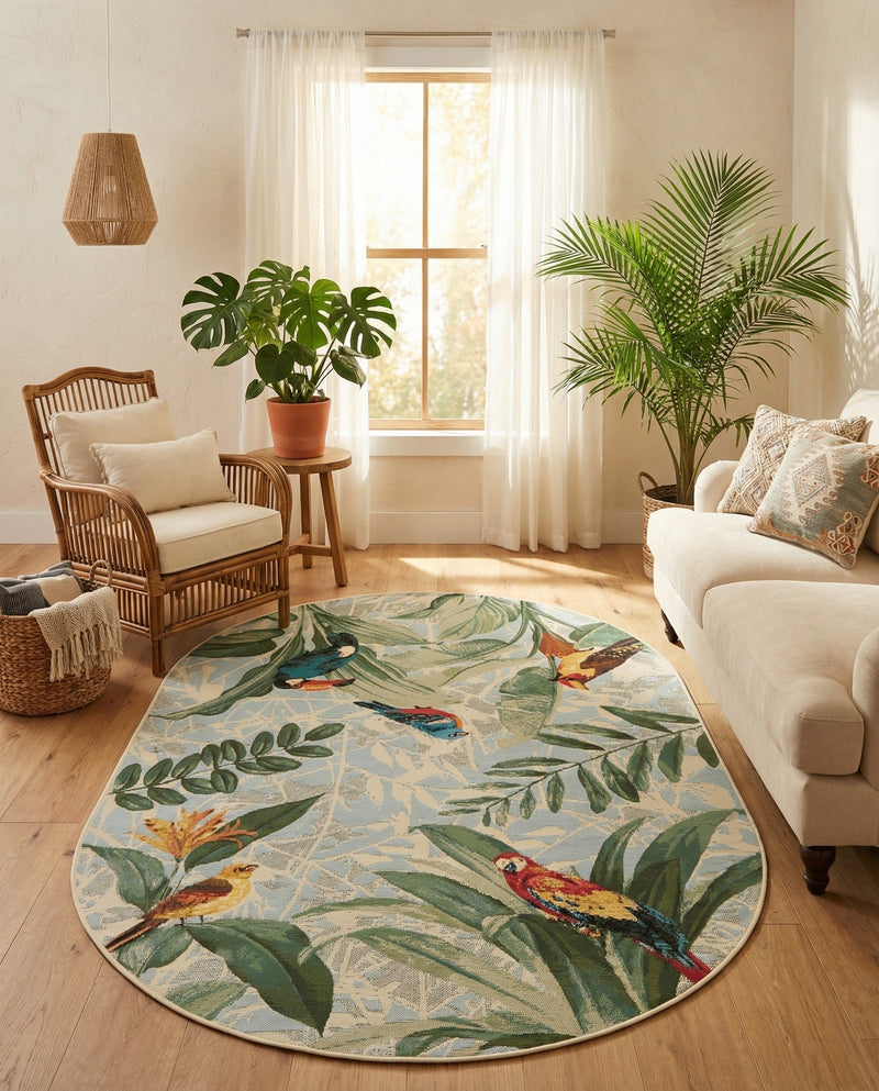 Seaside Blooms Collection Area Rug -  Tropic Oval Multi  lifestyle 37