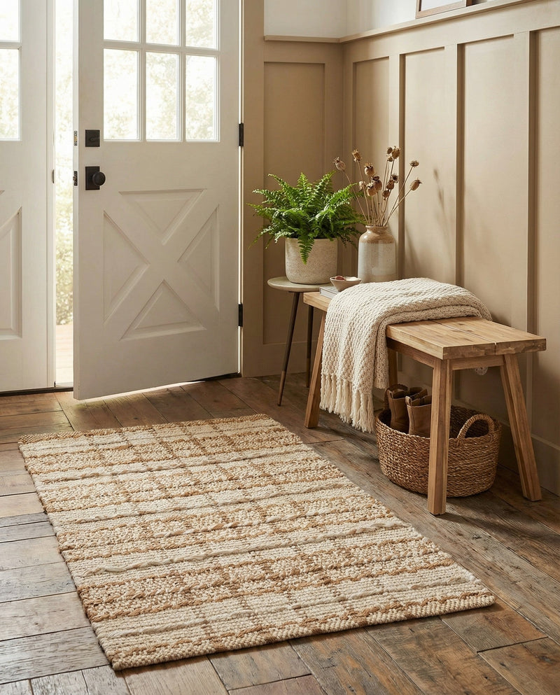 Sequoia Handwoven Jute Collection Area Rug - Charleston Rectangle Ivory  lifestyle 4