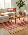 Seaside Stripes Collection Area Rug -  Coral Rectangle Peach and Salmon  lifestyle 33