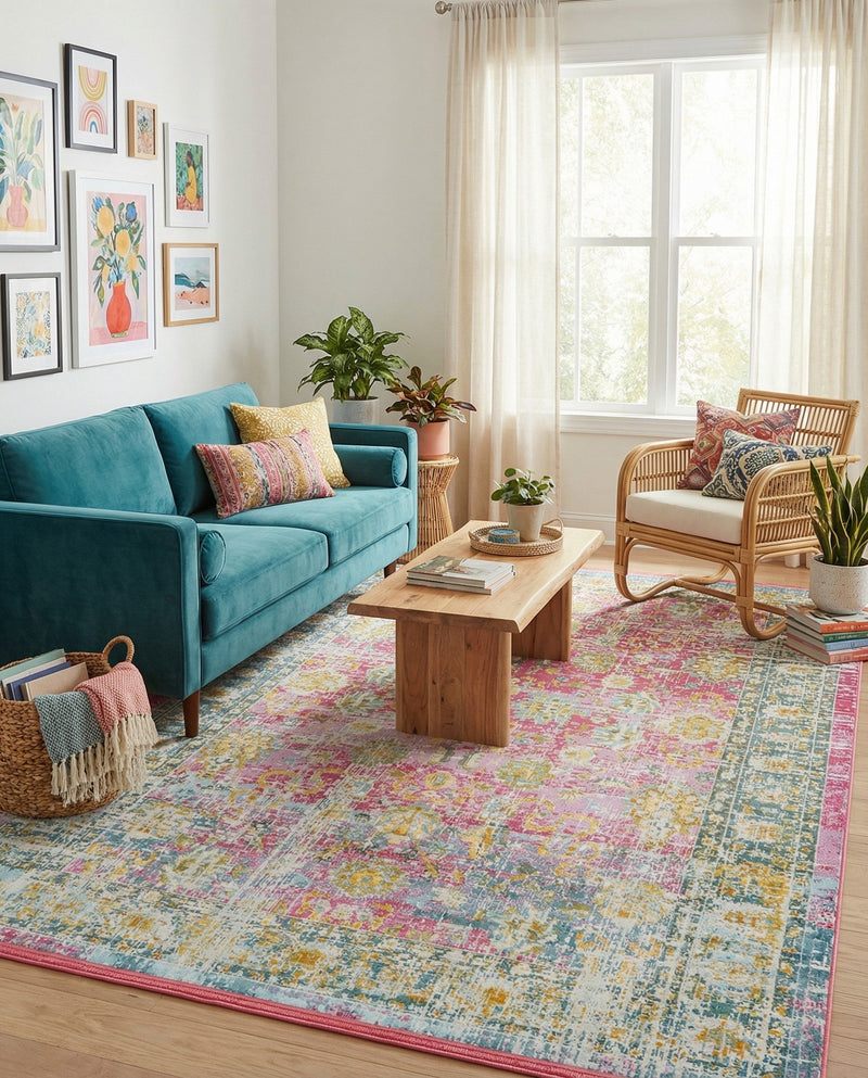 Arcadia Rugs Collection Area Rug -  Shangri-La Rectangle Pink  lifestyle 11
