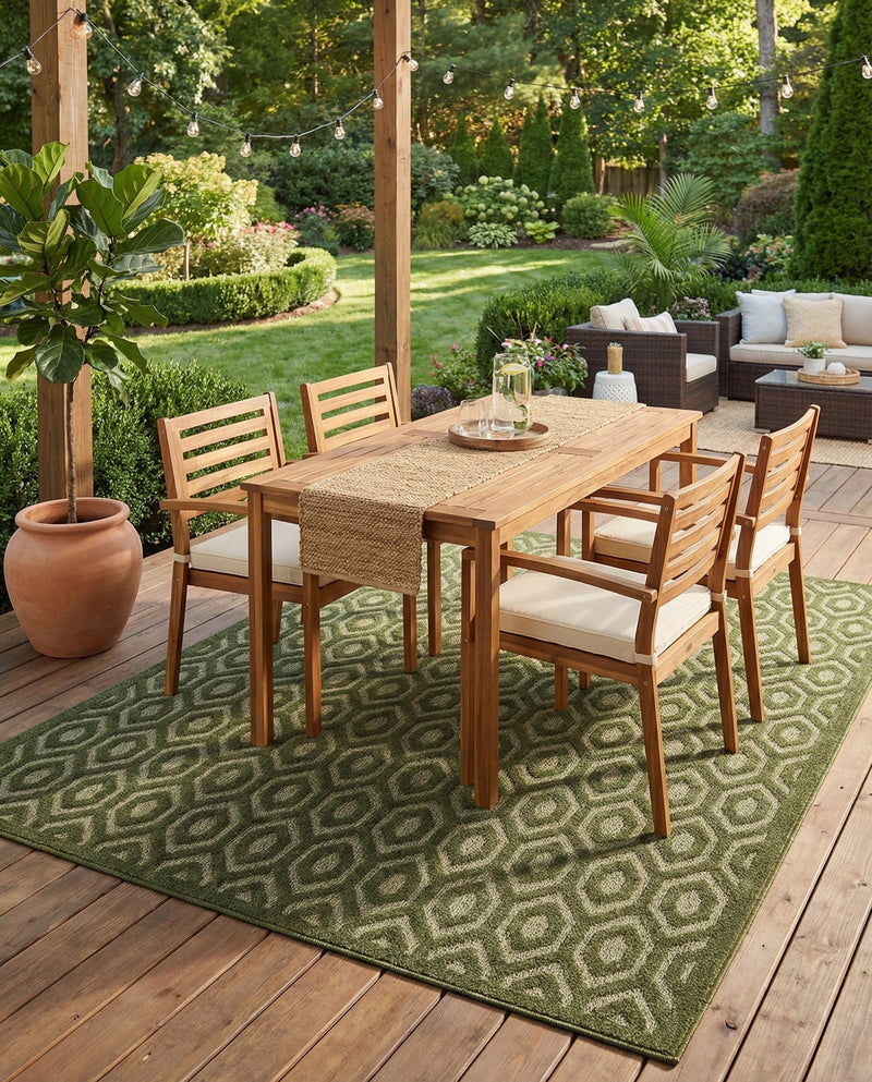 Garden Lattice Charm Collection Area Rug - Arbor (Green) Rectangle Green  lifestyle 4