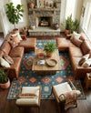 Coastal Terrace Collection Area Rug -  Dunes Rectangle Navy Blue  lifestyle 21