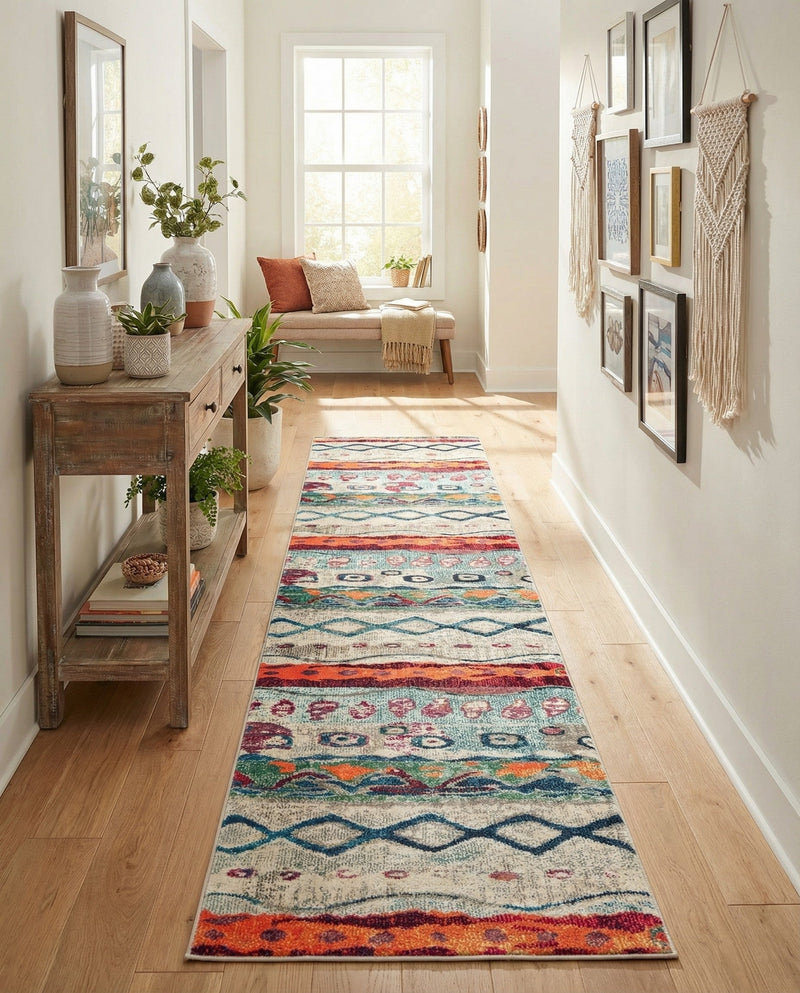 Colorburst Oasis Collection Area Rug -  Lagoon Runner Multi  lifestyle 71