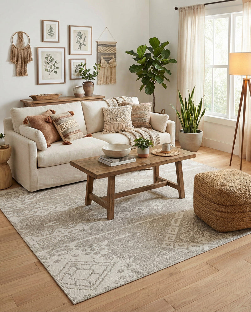 Desert Nomad Terrace Collection Area Rug - Sahara (Gray) Rectangle Gray  lifestyle 22