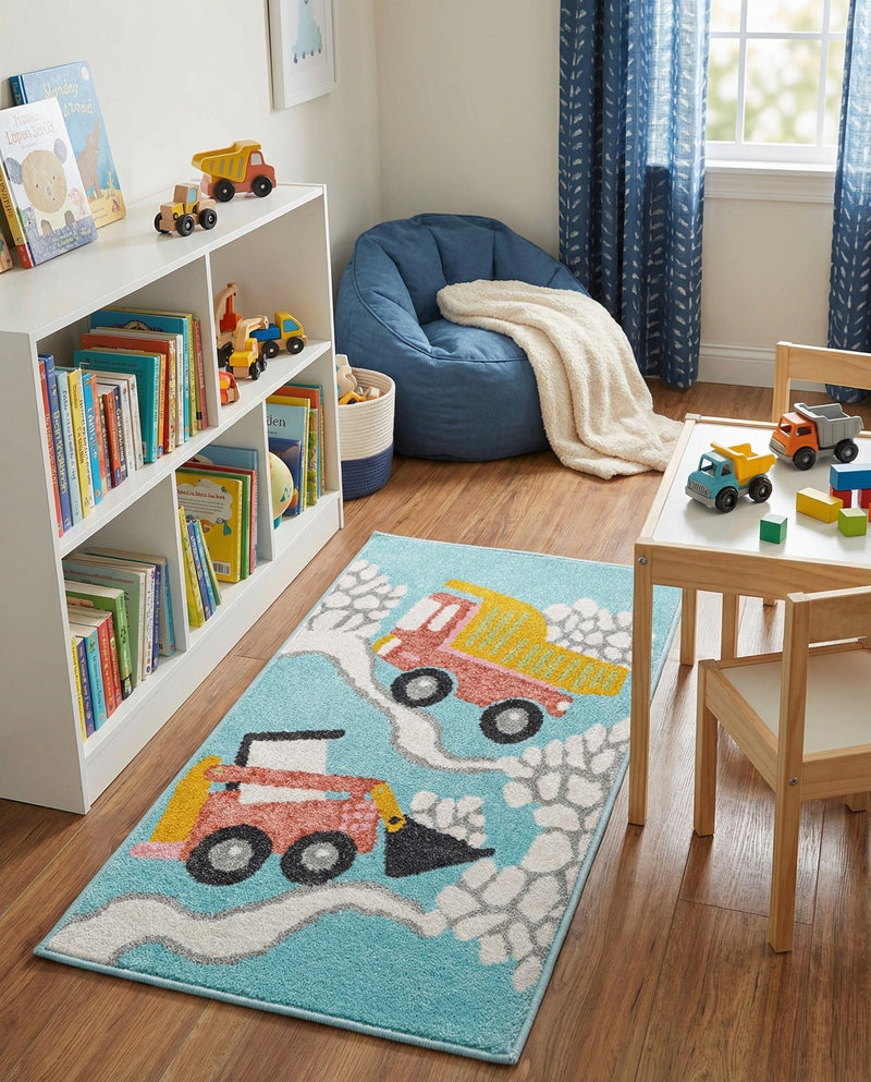 Wonder Tykes Collection Area Rug -  Labyrinth Runner Teal  lifestyle 32