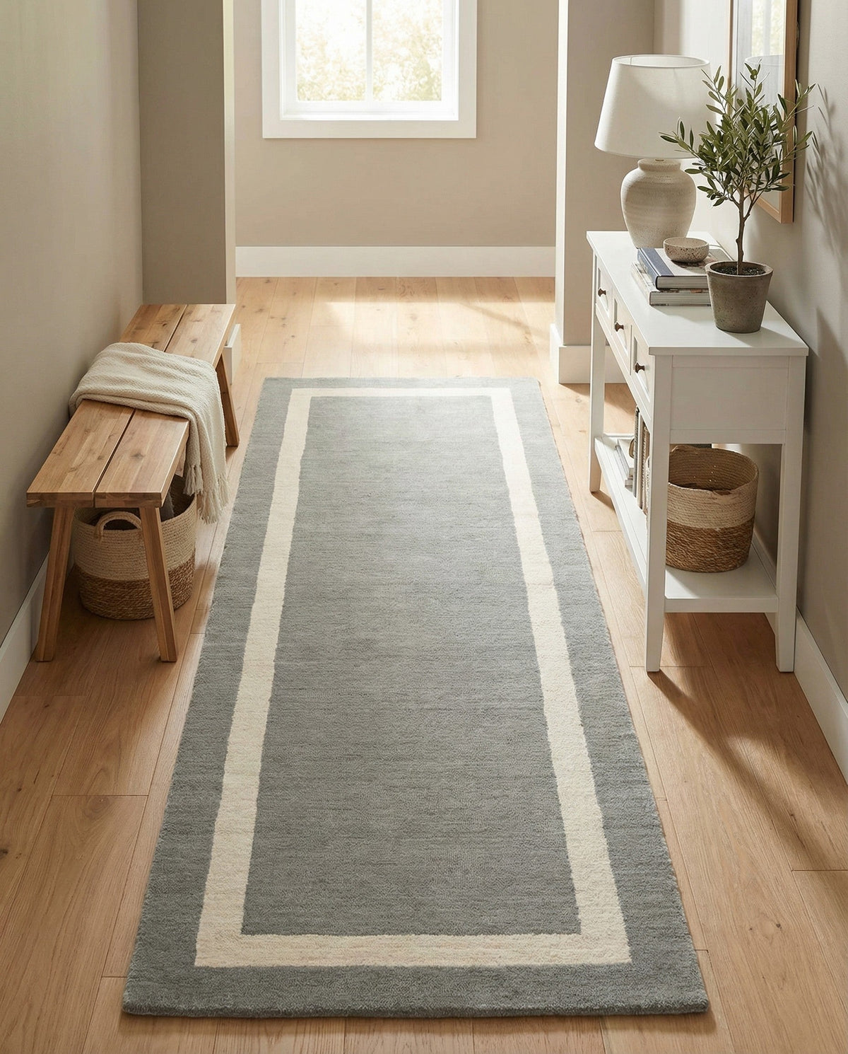 Savannah Borders Wool Collection Area Rug - Chatham Runner Earl Gray  lifestyle 60