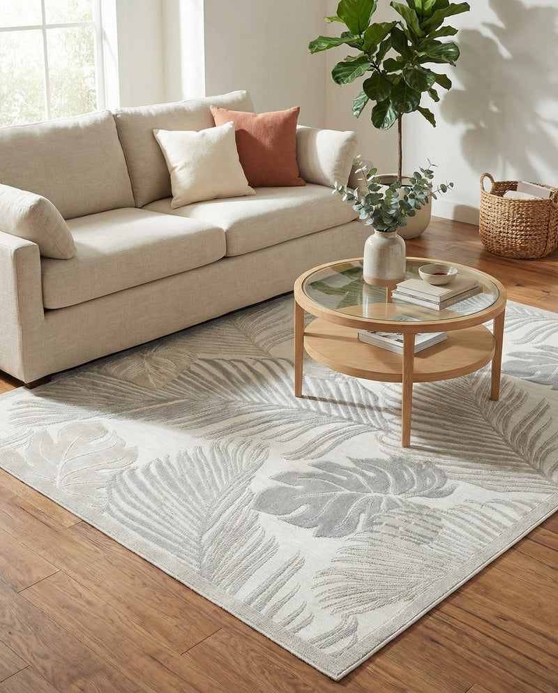 Seaside Blooms Collection Area Rug -  Tranquil Rectangle Gray  lifestyle 14