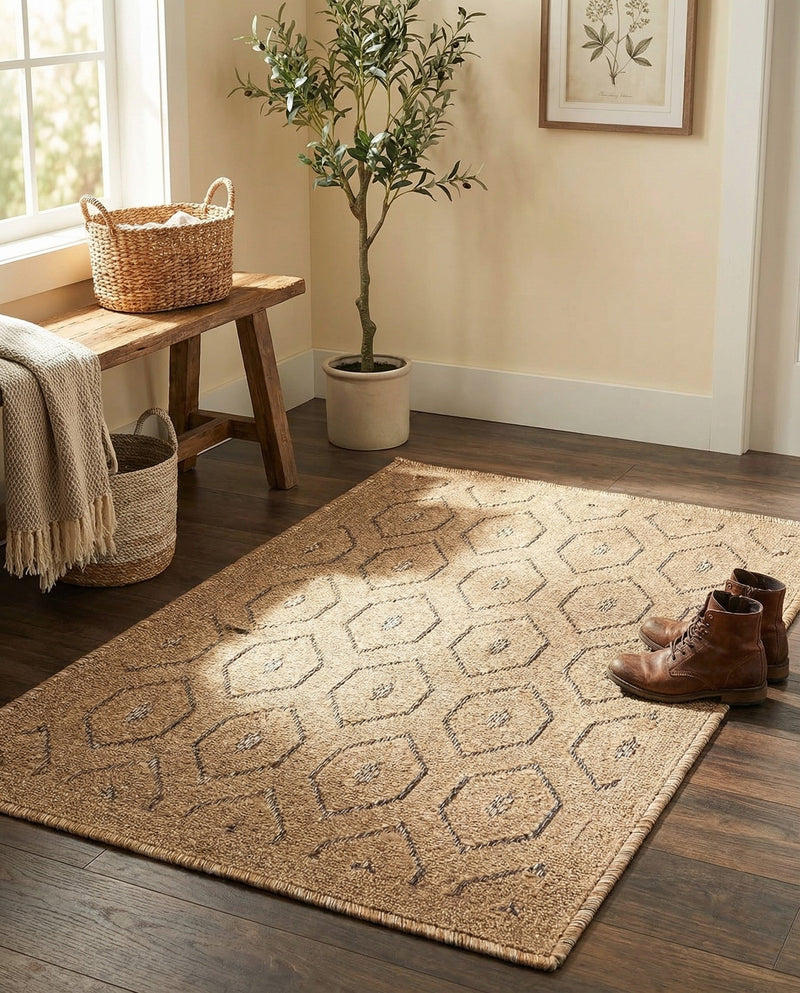 Garden Lattice Charm Collection Area Rug - Arbor (Beige) Rectangle Beige  lifestyle 11