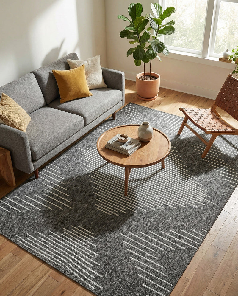 Urban Terrace Collection Area Rug -  Chelsea (Charcoal Gray) Rectangle Charcoal Gray  lifestyle 28