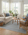 Seaside Stripes Collection Area Rug -  Boardwalk (Light Blue) Square Light Blue  lifestyle 33