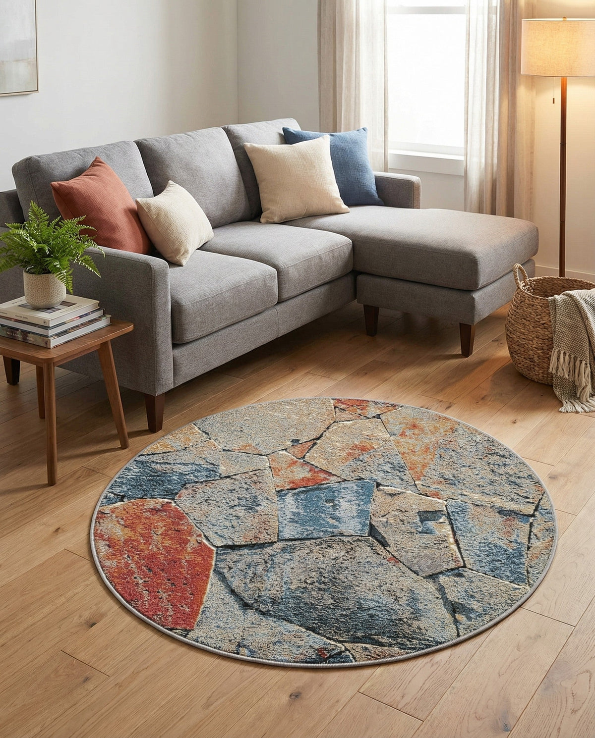 Urban Terrace Collection Area Rug -  Boulevard Round Multi  lifestyle 85