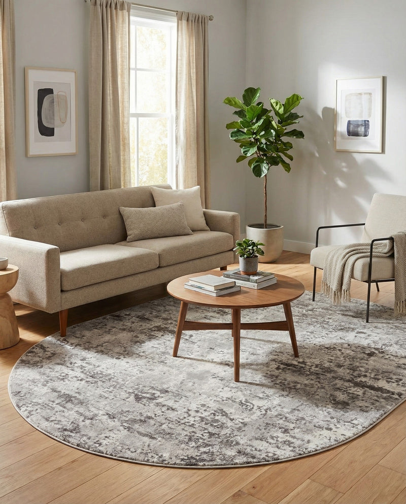 Luminara Sands Collection Area Rug - Elysium (Stone Gray) Oval Stone Gray  lifestyle 74