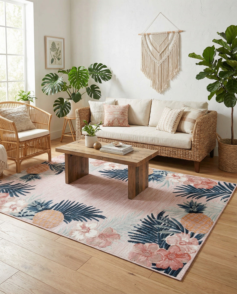 Seaside Blooms Collection Area Rug - Haven Rectangle Pink  lifestyle 41