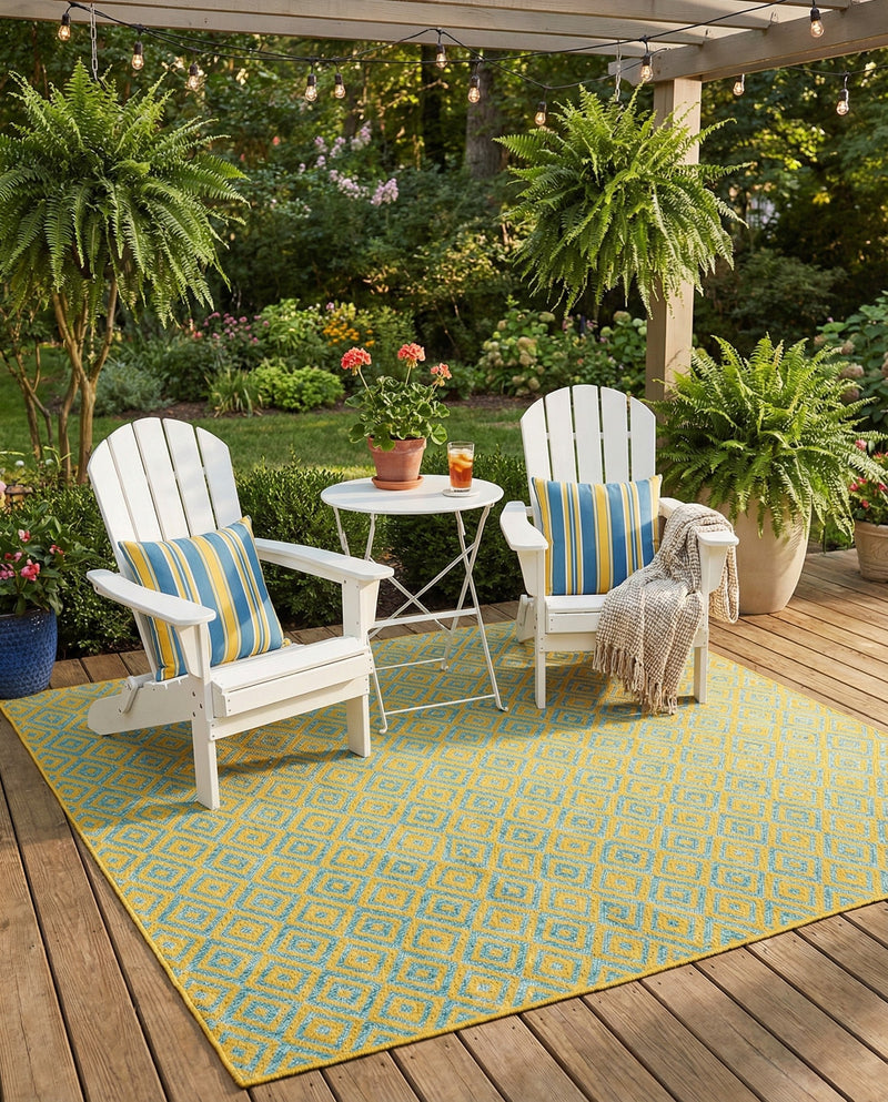 Urban Oasis Rugs Collection Area Rug -  Rooftop (Yellow and Aqua) Square Yellow and Aqua  lifestyle 22
