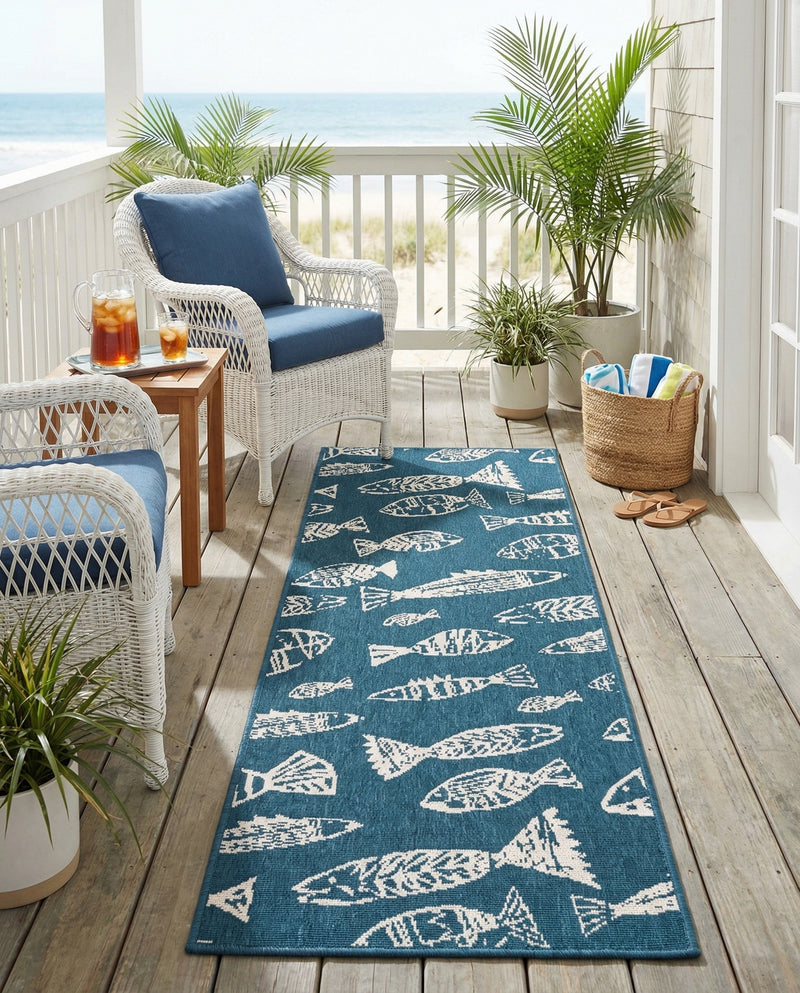 Seaside Haven Rugs Collection Area Rug -  Oceanview Runner Blue  lifestyle 79