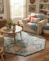 Seville Stripes Collection Area Rug -  Cordoba (Blue) Octagon Blue  lifestyle 80