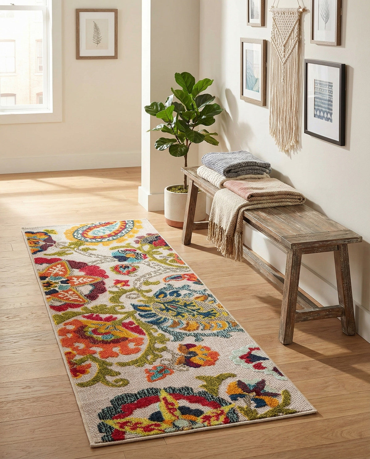 Outdoor Marrakesh Collection Area Rug - Fes Runner Multi Beige  lifestyle 121