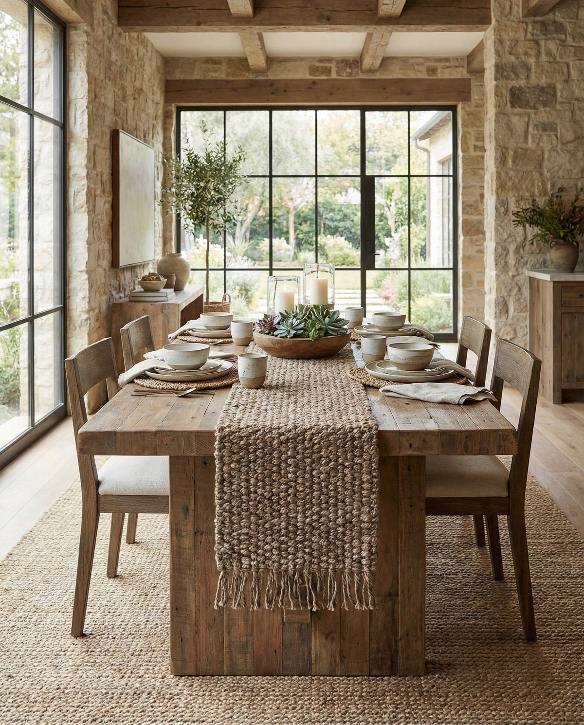 Savannah Jute Collection Area Rug - Seashore Table Runner Gray  lifestyle 177