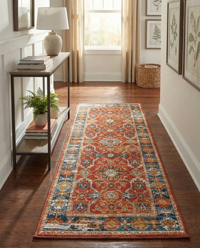 Patio Heritage Collection Area Rug -  Eden Runner Antique Red  lifestyle 60