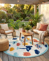 Caribbean Terrace Collection Area Rug -  StLucia Round White  lifestyle 51