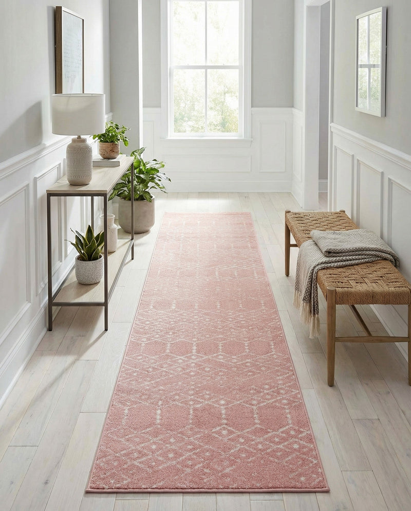 Marrakesh Lattice Collection Area Rug - Casablanca (Rose Pink) Runner Rose Pink  lifestyle 52