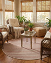 Seaside Stripes Collection Area Rug -  Boardwalk (Red) Round Red  lifestyle 30