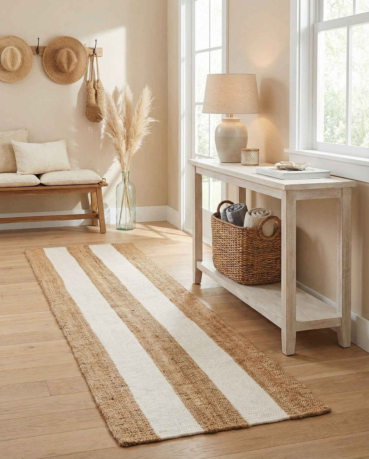 Martha's Vineyard Blueprints Collection Area Rug - Edgartown Runner Tan Sand  lifestyle 154