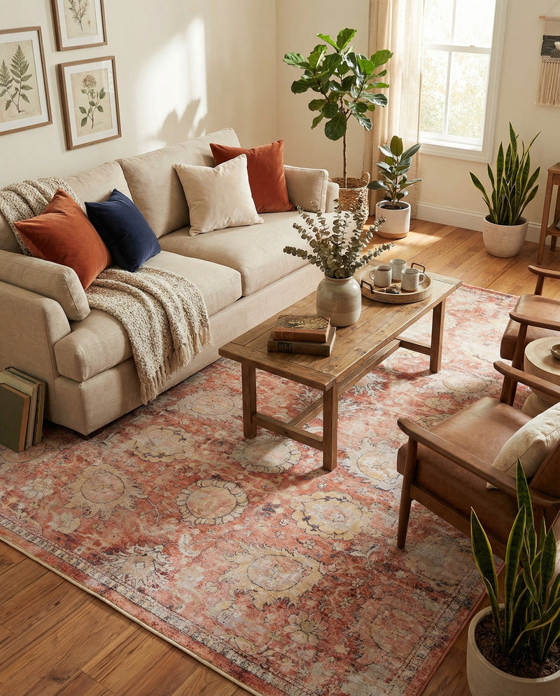 Seville Stripes Collection Area Rug -  Cordoba (Brick Red) Rectangle Brick Red  lifestyle 3