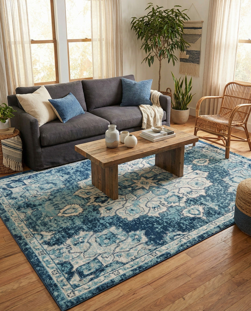Beverly Grove Collection Area Rug - Melrose (Navy Blue) Rectangle Navy Blue  lifestyle 15